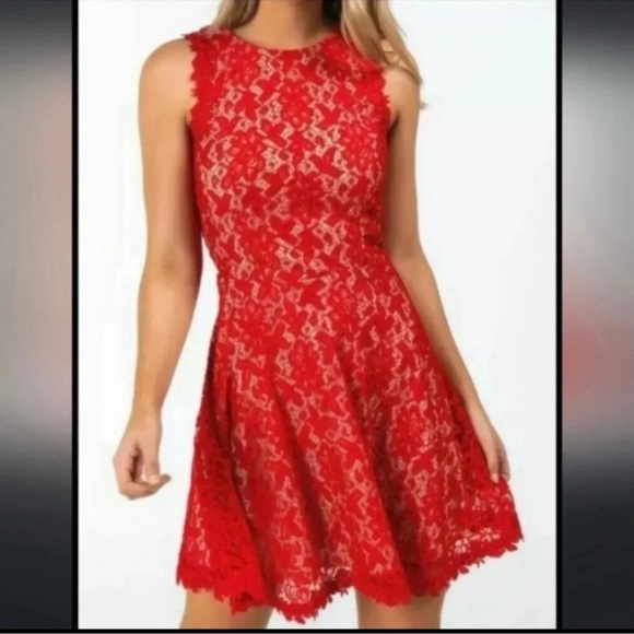 miami Dresses & Skirts - Mi Ami Elegant Red Lace Dress size small